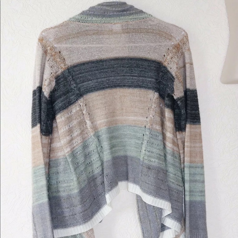 Questions - Say What Cardigan Grey Olive Tan Small